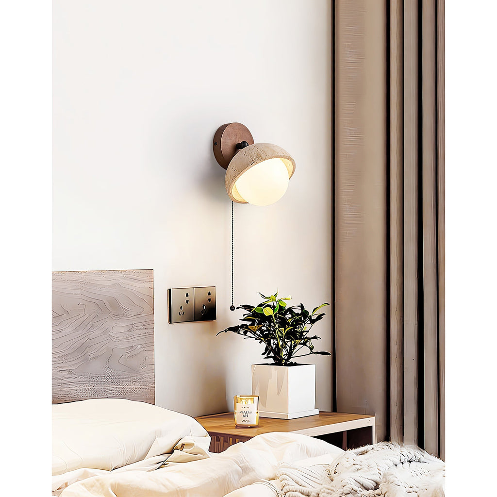 Modern Travertine Wall Lamp – Minimalist Stone Sconce for Bedroom Living Room Hallway | Souliia