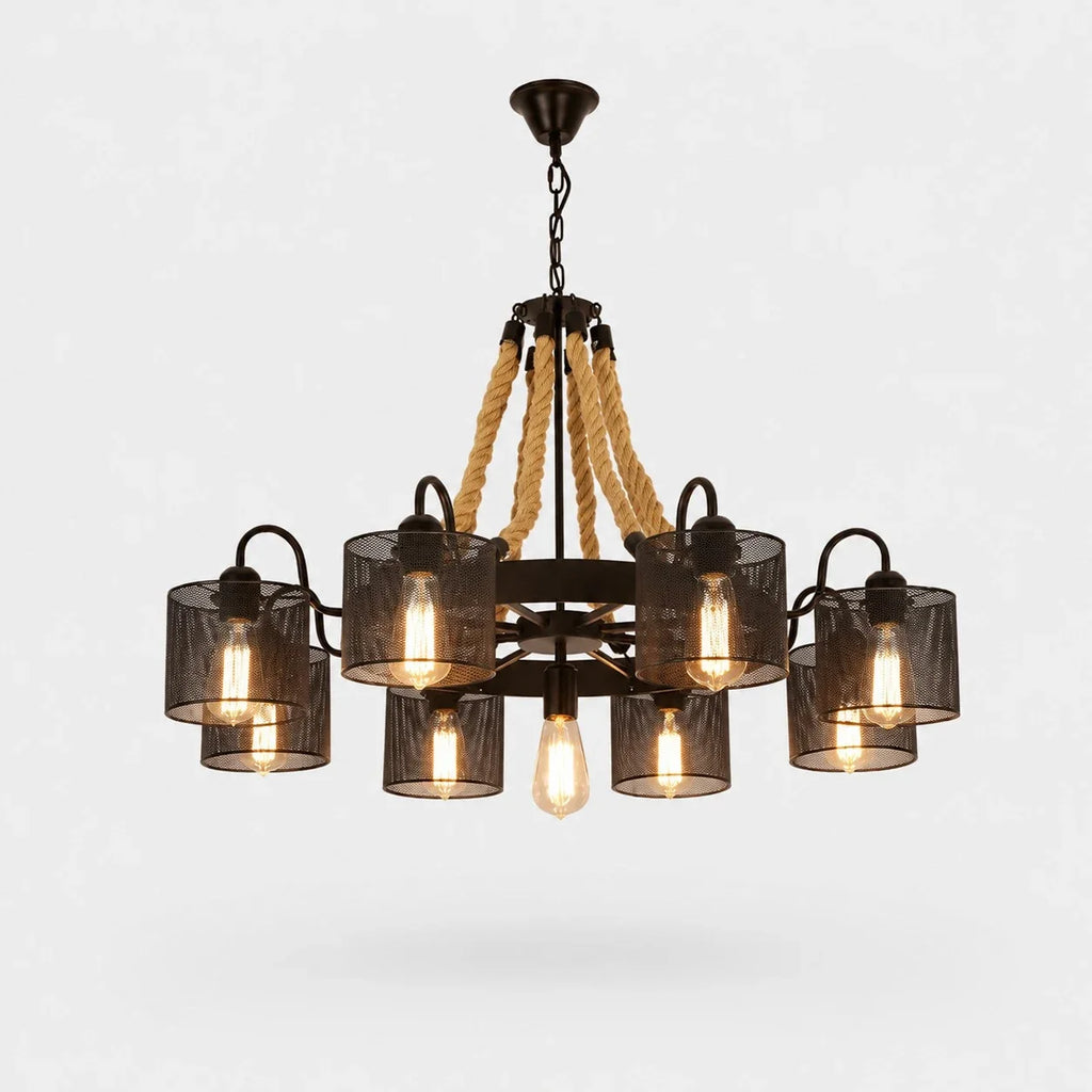 Rustic Farmhouse Rope Chandelier | Souliia