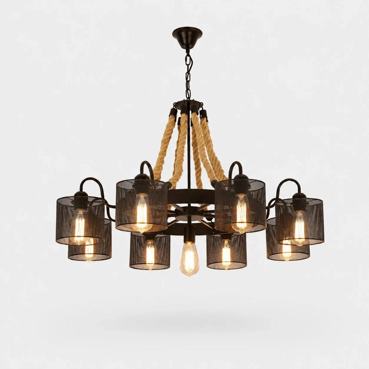 Rustic Farmhouse Rope Chandelier | Souliia