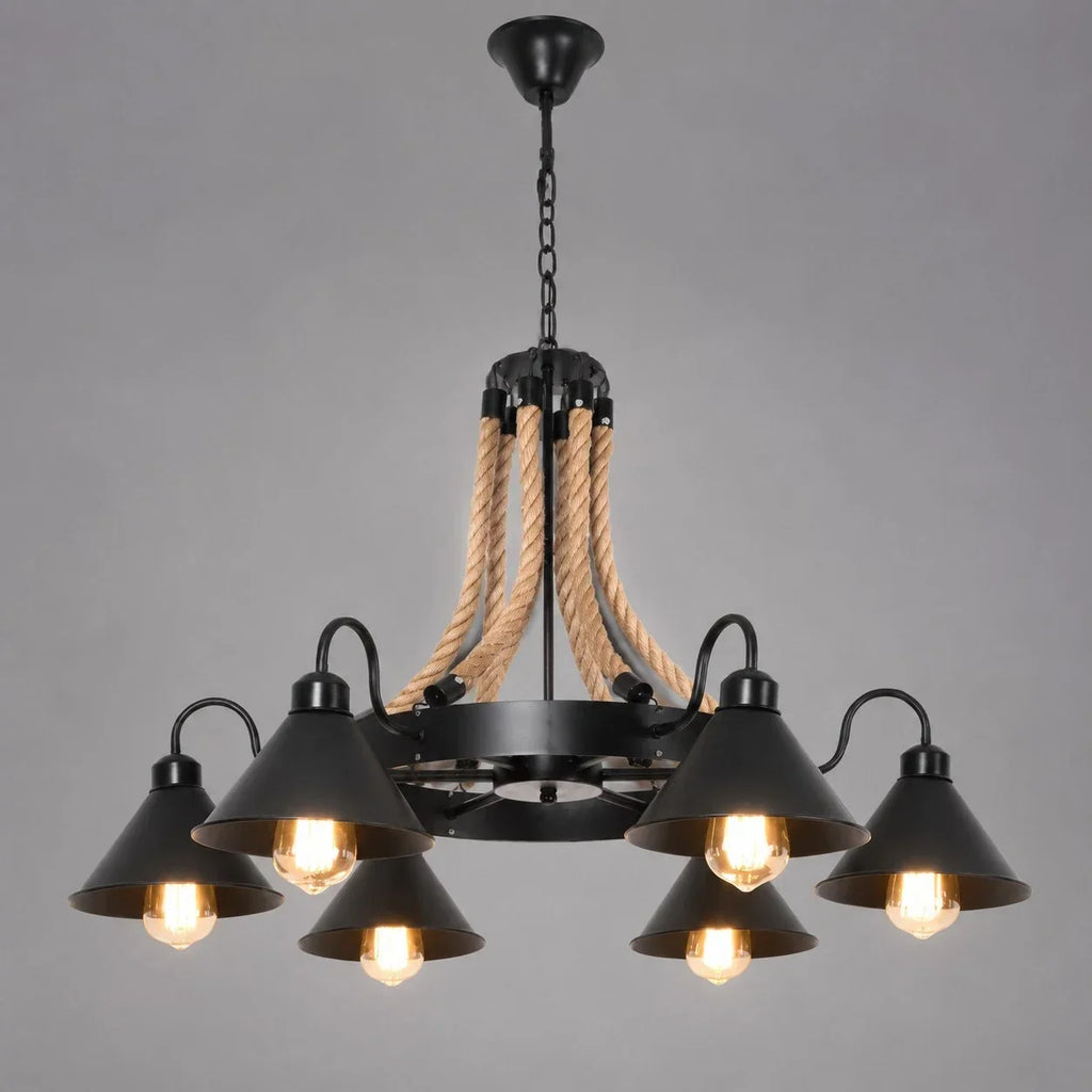 Rustic Farmhouse Rope Chandelier | Souliia