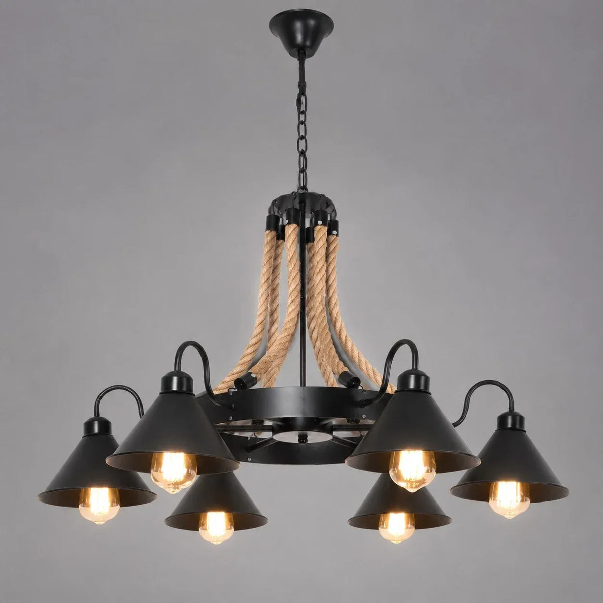 Rustic Farmhouse Rope Chandelier | Souliia