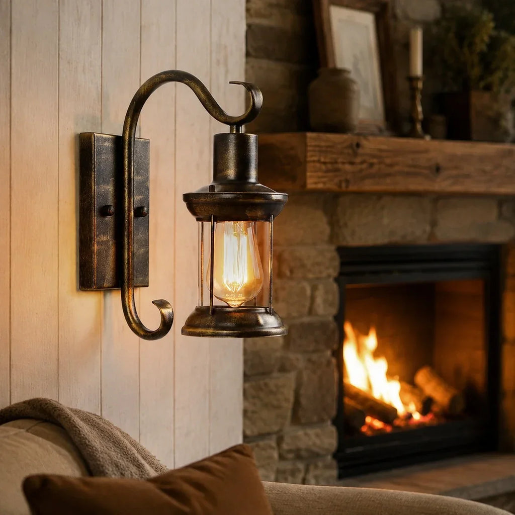 Rustic Antique Bronze Outdoor Wall Lantern | Souliia