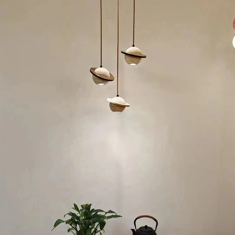 Travertin Planet Pendelleuchte | Souliia