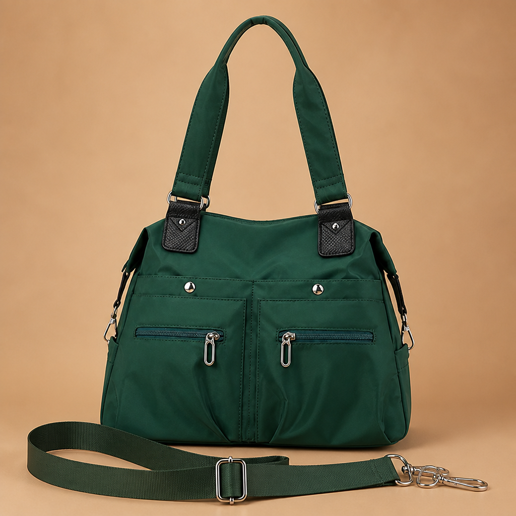VeroStride – Soft Nylon Shoulder Bag with Detachable Crossbody Strap - Souliia