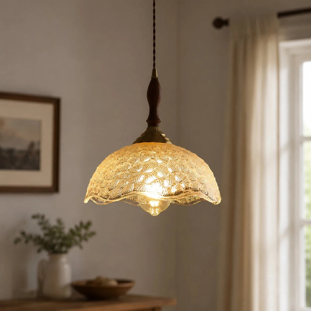 Vintage pendel i bølgekantet glas | Souliia