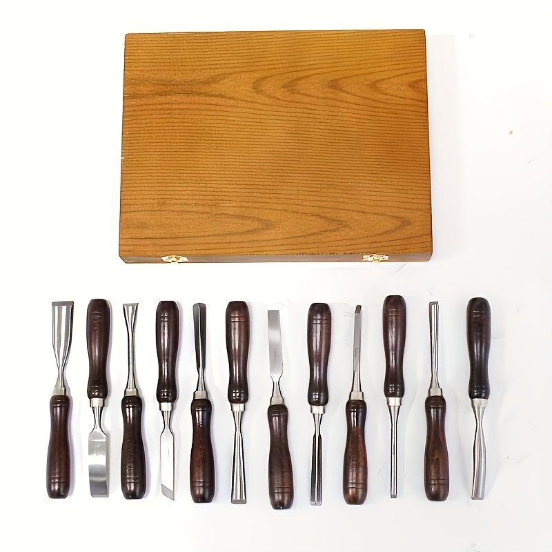 Wood Carving Tool Set – 12-Piece Precision Kit with Wooden Case - Souliia