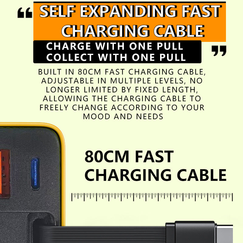 VoltPulse 80W Retractable Charger — Unleash Turbo Speed and Tangle-Free Power Wherever You Go - Souliia
