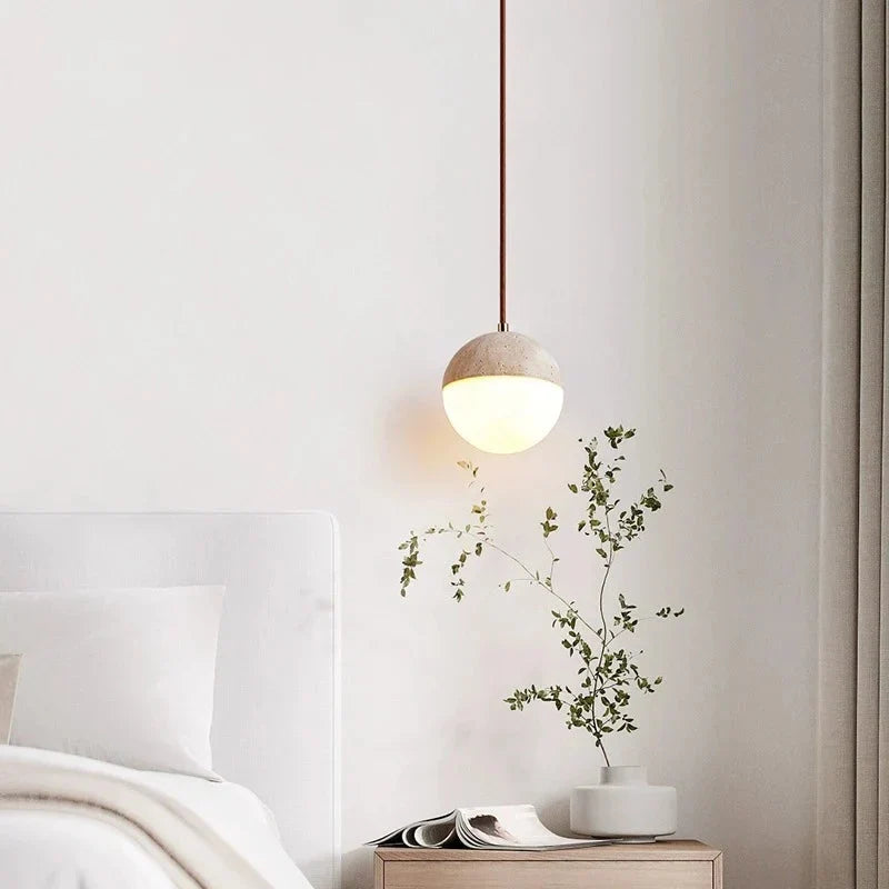 Travertine Ball Pendant Light | Souliia