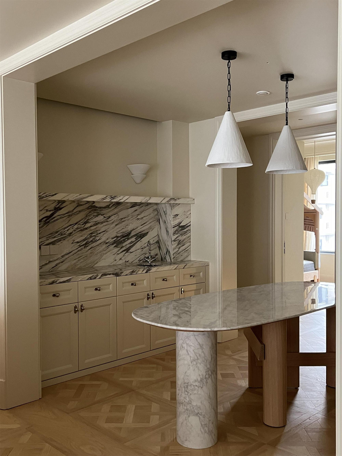 Lampada a sospensione in gesso bianco | Souliia
