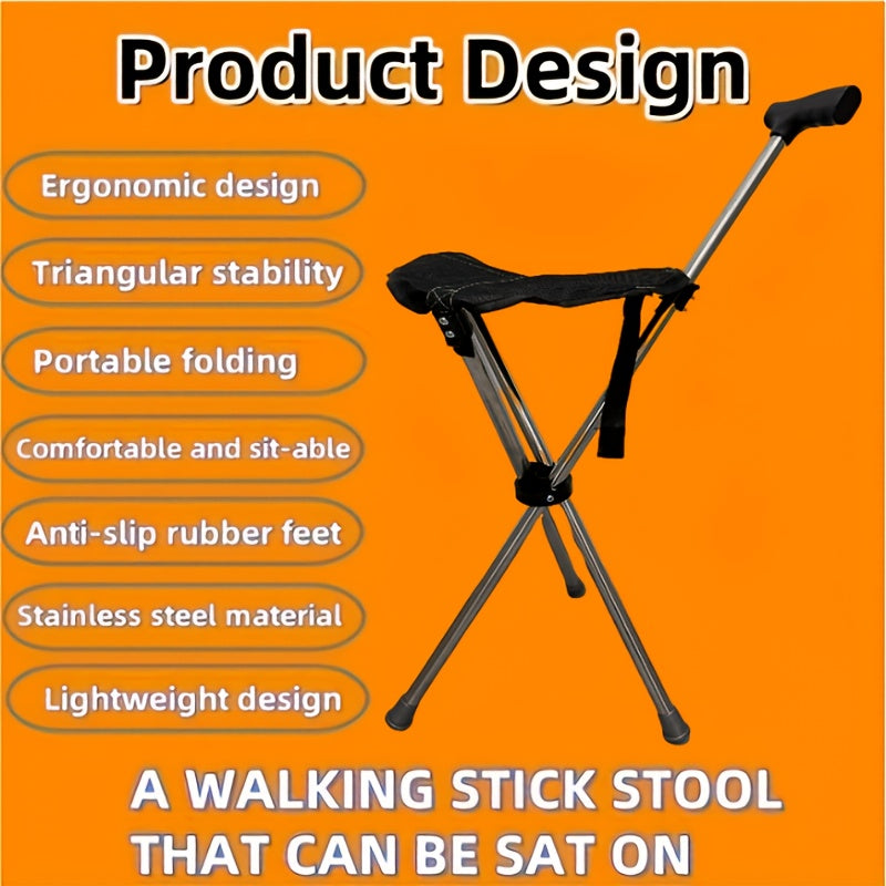 Walking Cane with Seat - 2-in-1 Design - Souliia