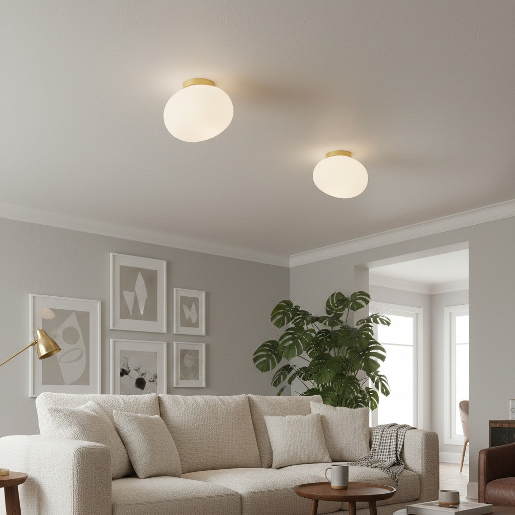 Stonea Organic Pebble Silhouette Wall Ceiling Lamp Contemporary Glass Light for Home N16 | Souliia