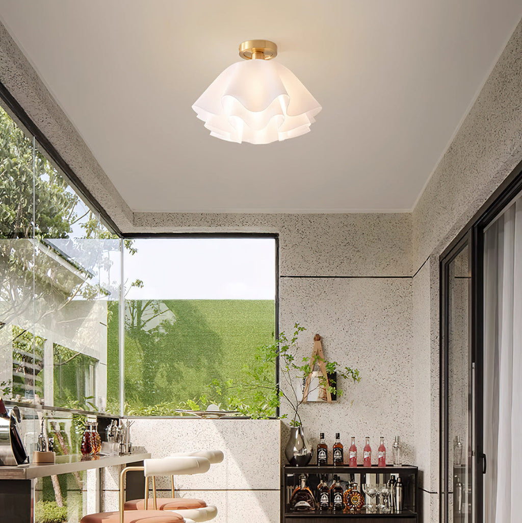 Lustra Pleated Retro Brass Acrylic Ceiling Light | Souliia