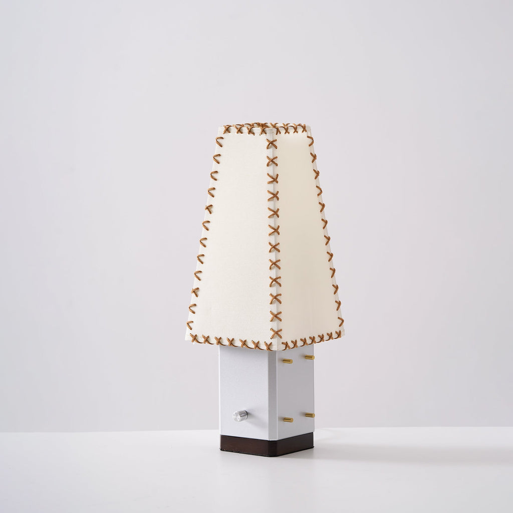 Modern Geometric Metal Table Lamp – Parchment Shade for Bedroom Nightstand Lighting | Souliia