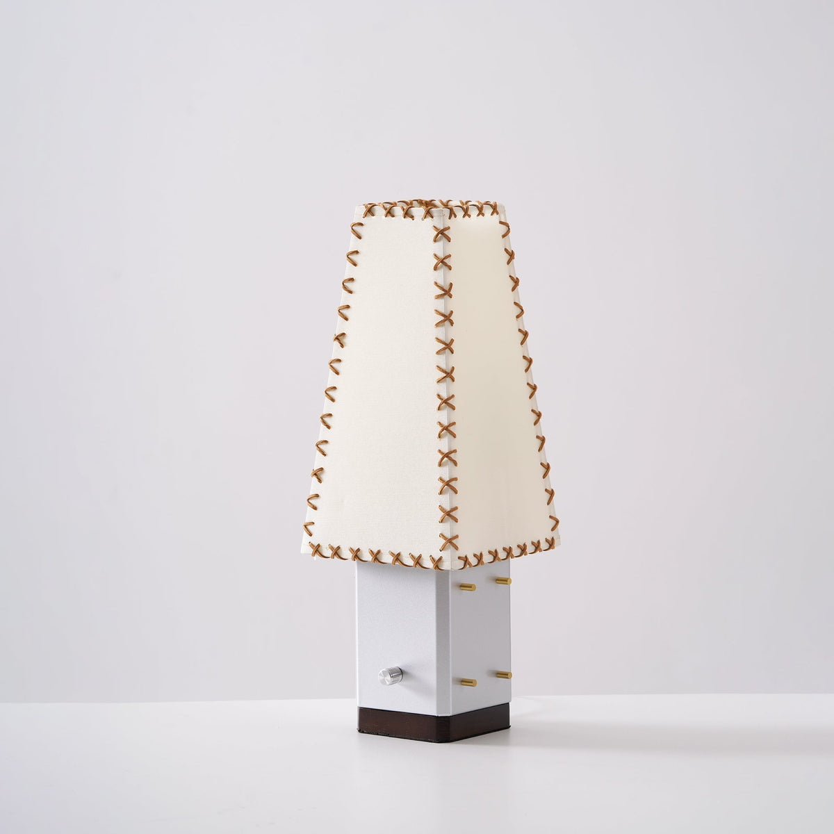 Modern Geometric Metal Table Lamp – Parchment Shade for Bedroom Nightstand Lighting | Souliia