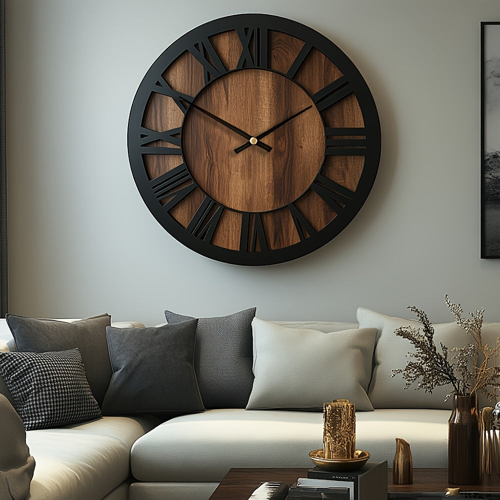 Naturisse Silent Wooden Wall Clock — Vintage Style, Artistic Design