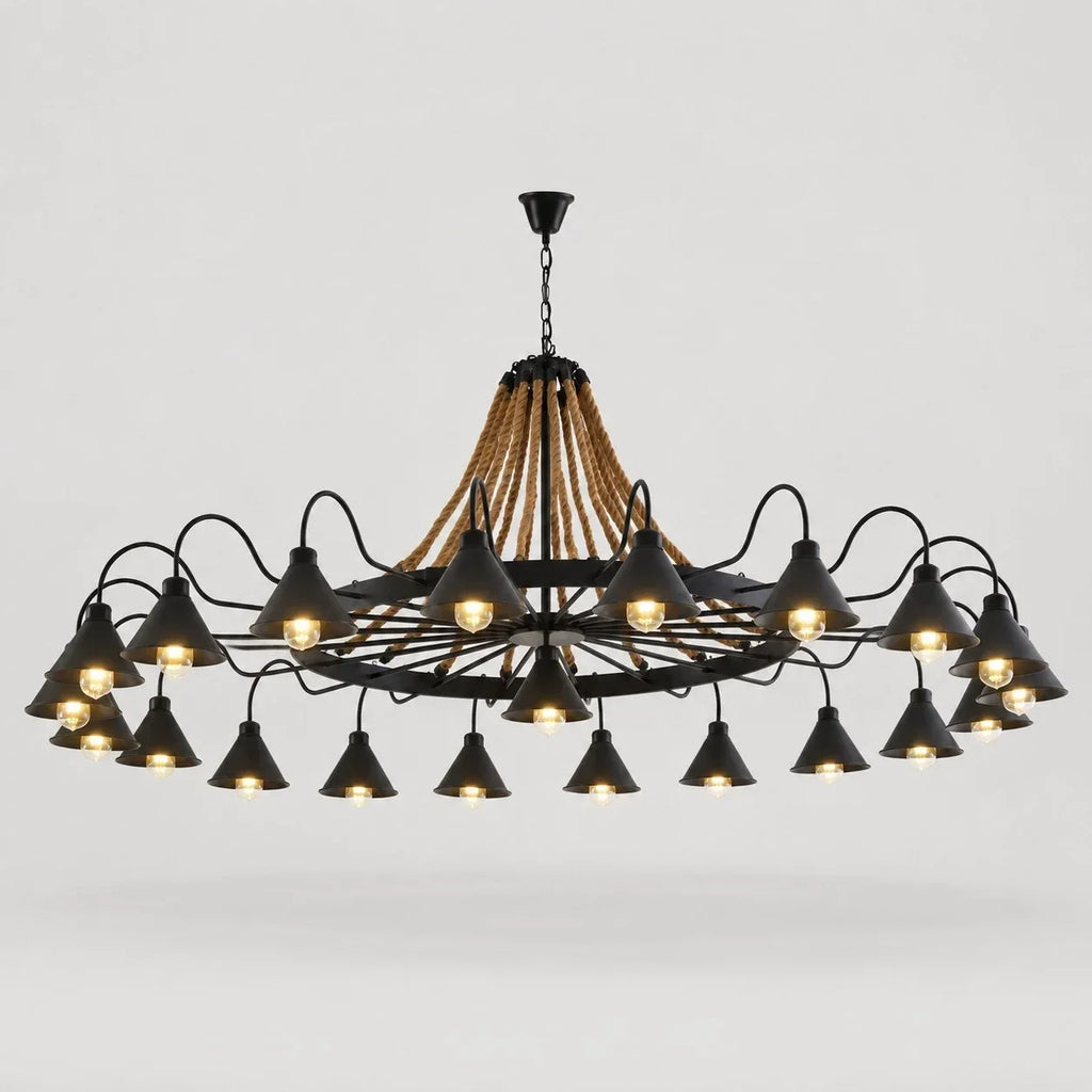 Rustic Farmhouse Rope Chandelier | Souliia