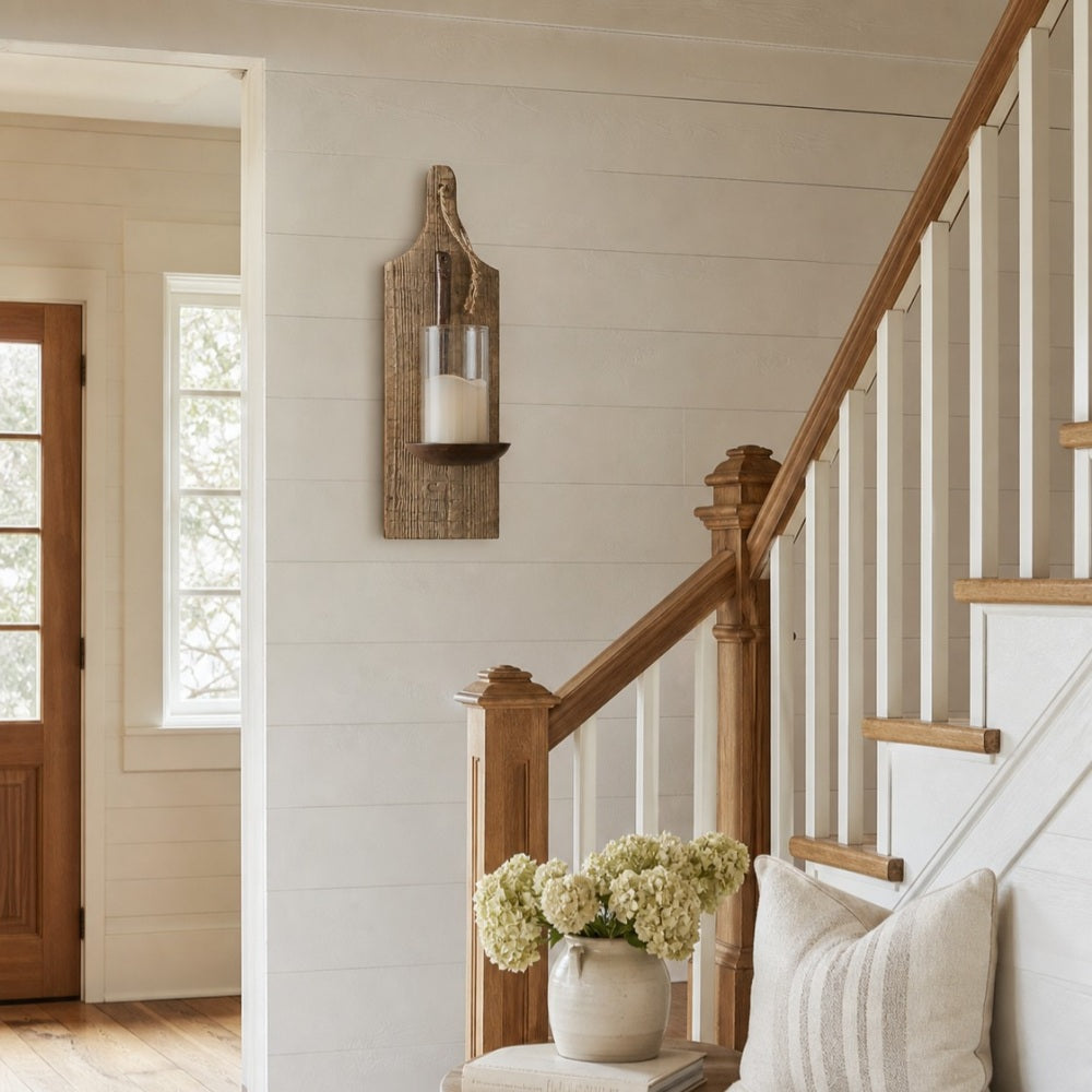 Rustic Farmhouse Wooden Wall Sconce | Souliia