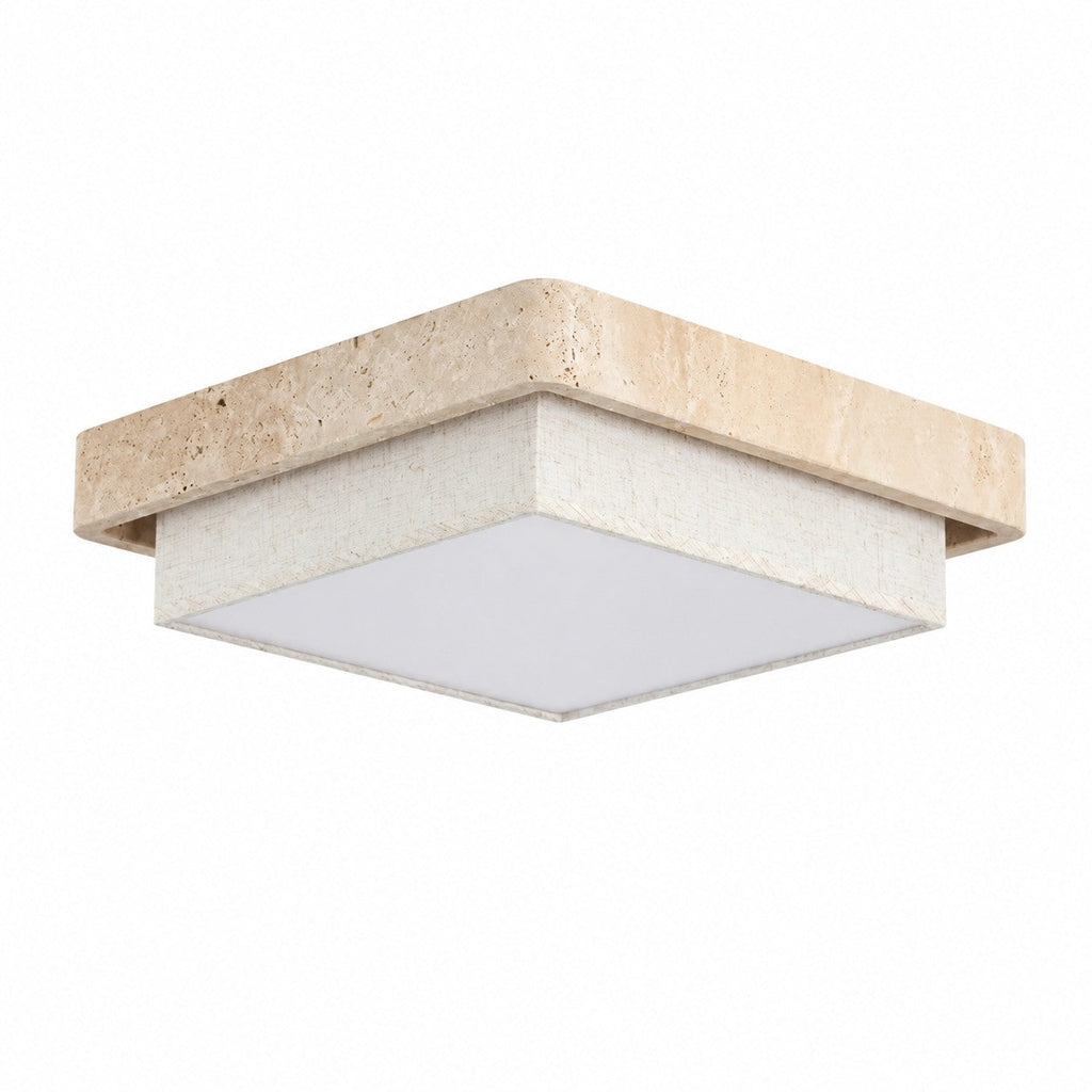 Travertine Fabric Flush Mount Ceiling Light | Souliia