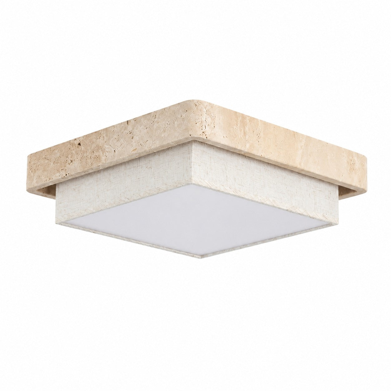 Travertine Fabric Flush Mount Ceiling Light | Souliia