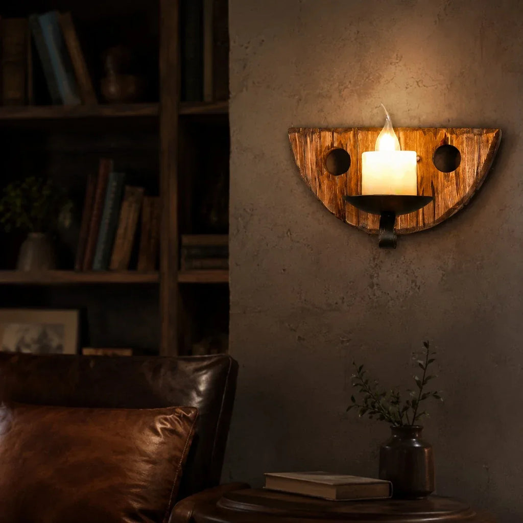 Rustic Ship Wood Industrial Wall Sconce Lamp | Souliia