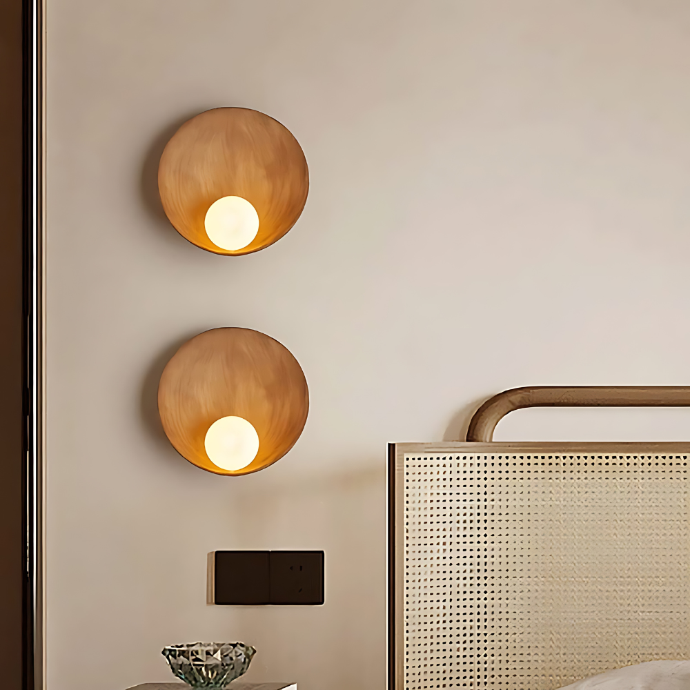 Serenity Modern Resin Japandi Metal Wall Lamp | Souliia