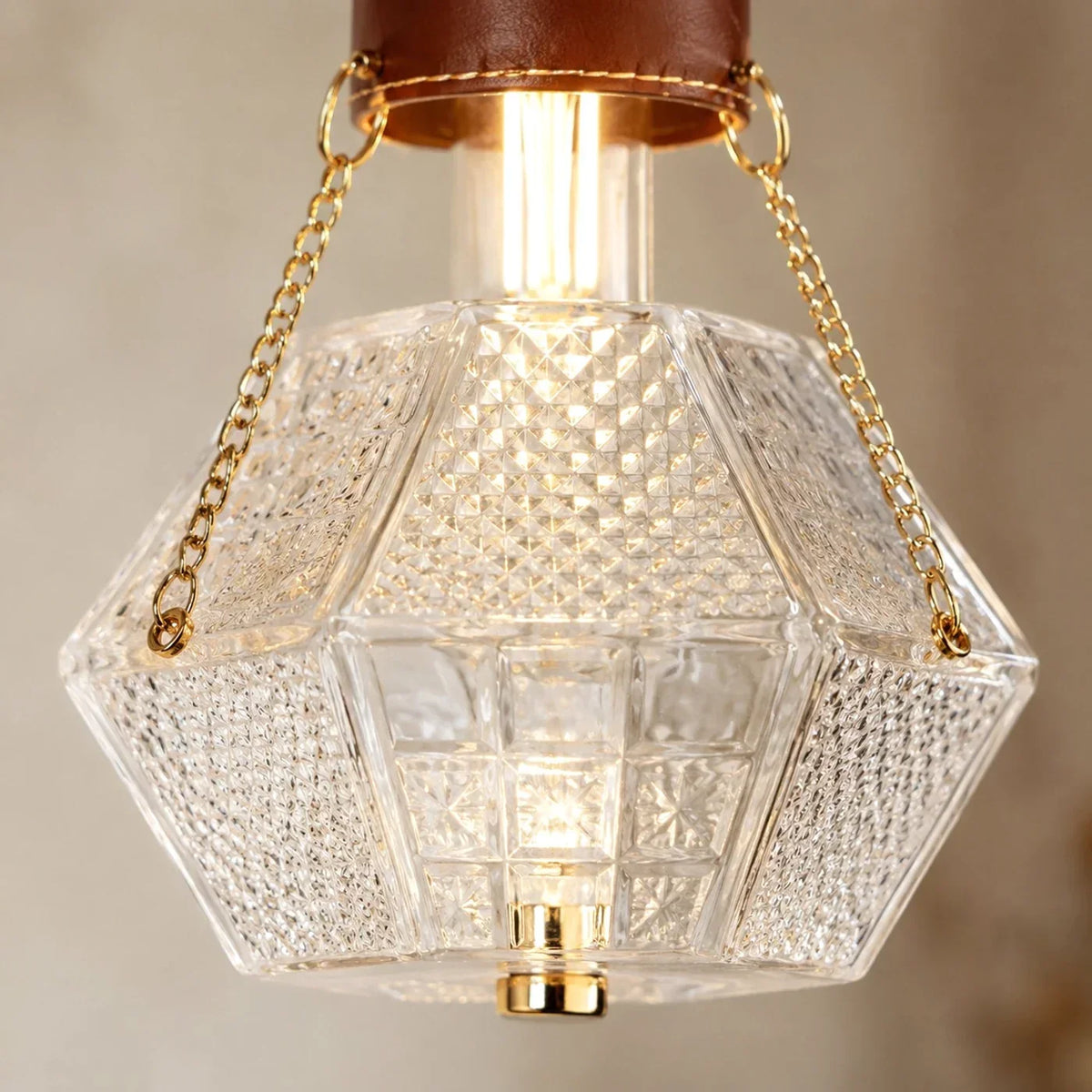 Prismatic French Leather Pendant Light | Souliia