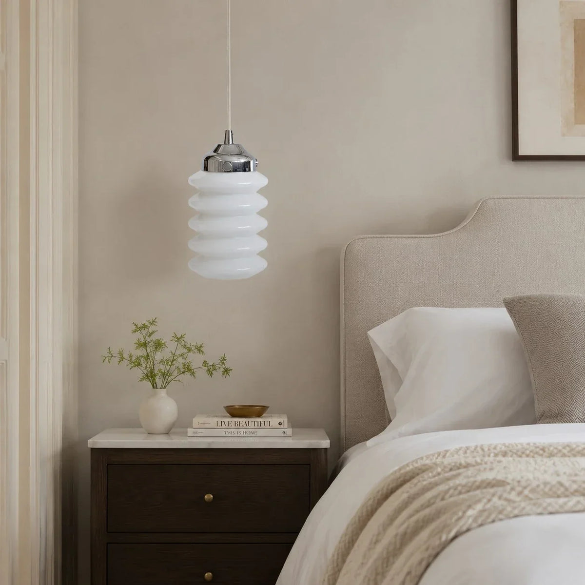 Ribbed Glass Pendant Light | Souliia