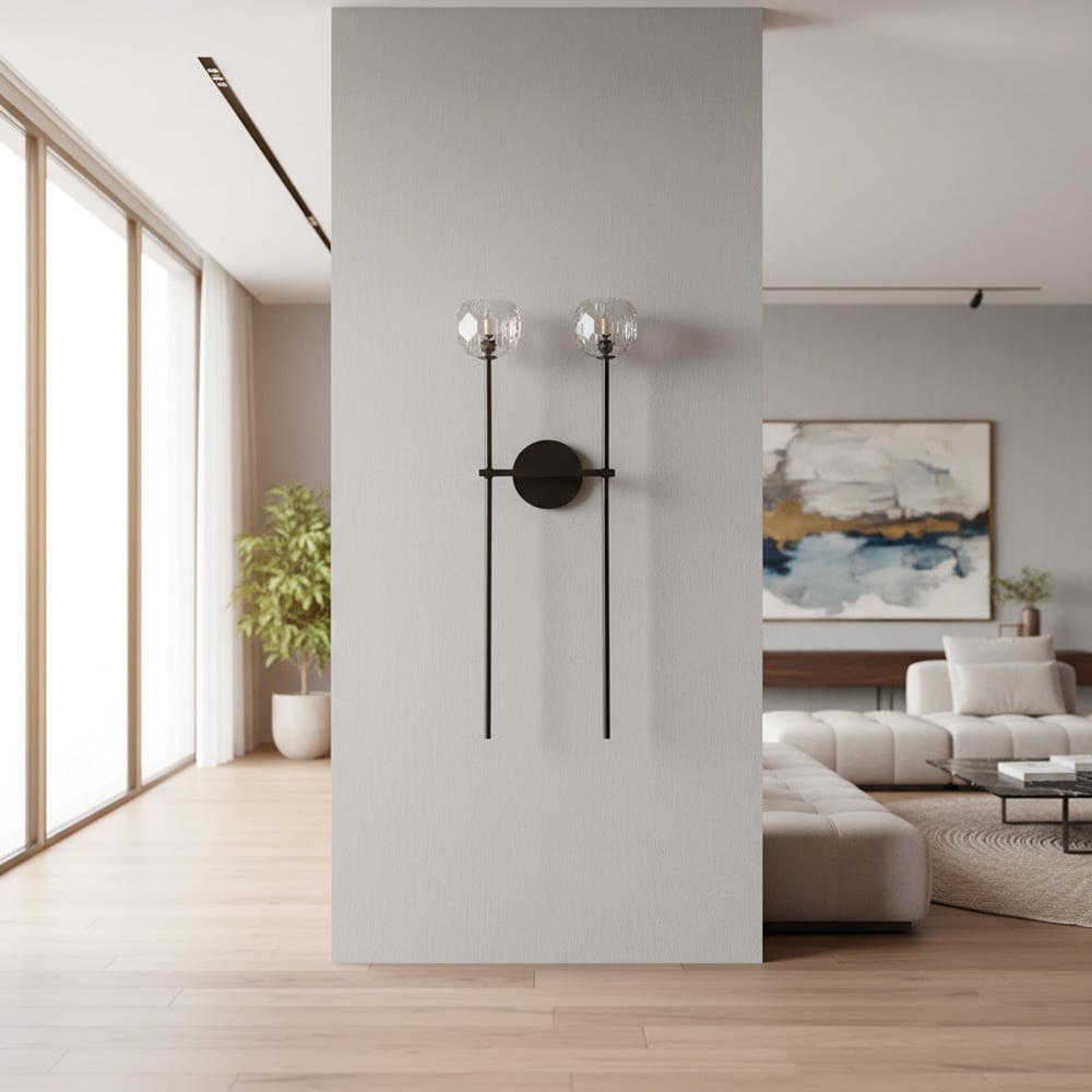 Lustrielle klare Glas-Zylindrische Wandleuchte – moderne luxuriöse Wandlampe für den Flur | Souliia