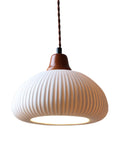 Ribbed Ceramic Pendant Light – Nordic Pendant Light with White Ceramic Elegance | Souliia