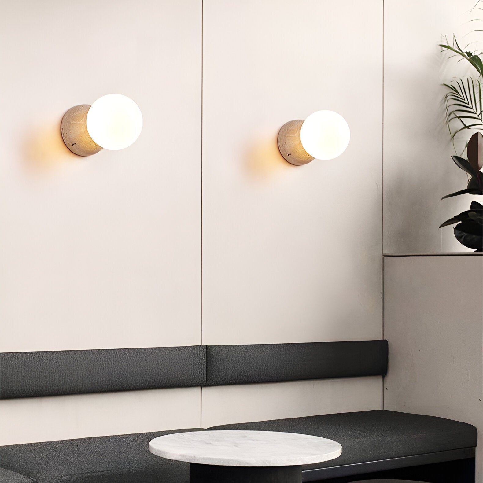 Travertin Runde Glas-Wandlampe | Souliia