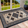 Stylehaven Machine Washable Floor Mat — Structured Geometric Border Trim