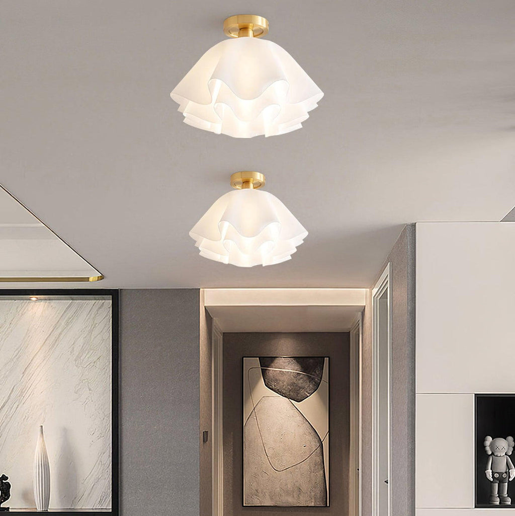 Lustra Pleated Retro Brass Acrylic Ceiling Light | Souliia