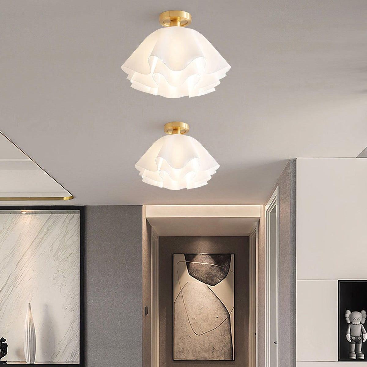 Lustra Pleated Retro Brass Acrylic Ceiling Light | Souliia