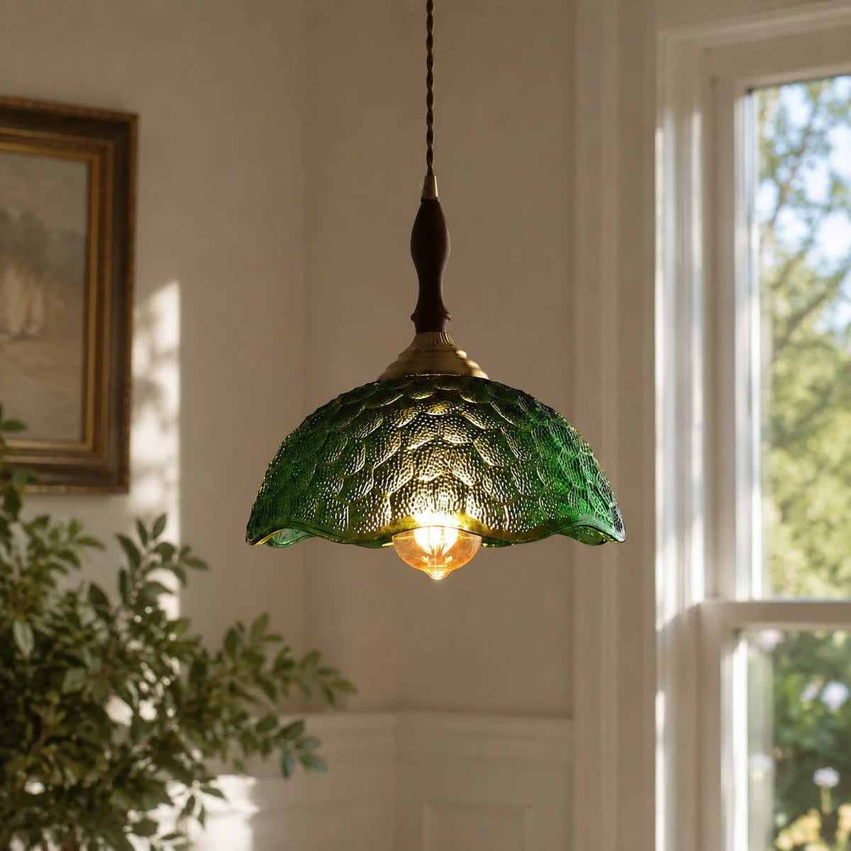 Vintage pendel i bølgekantet glas | Souliia