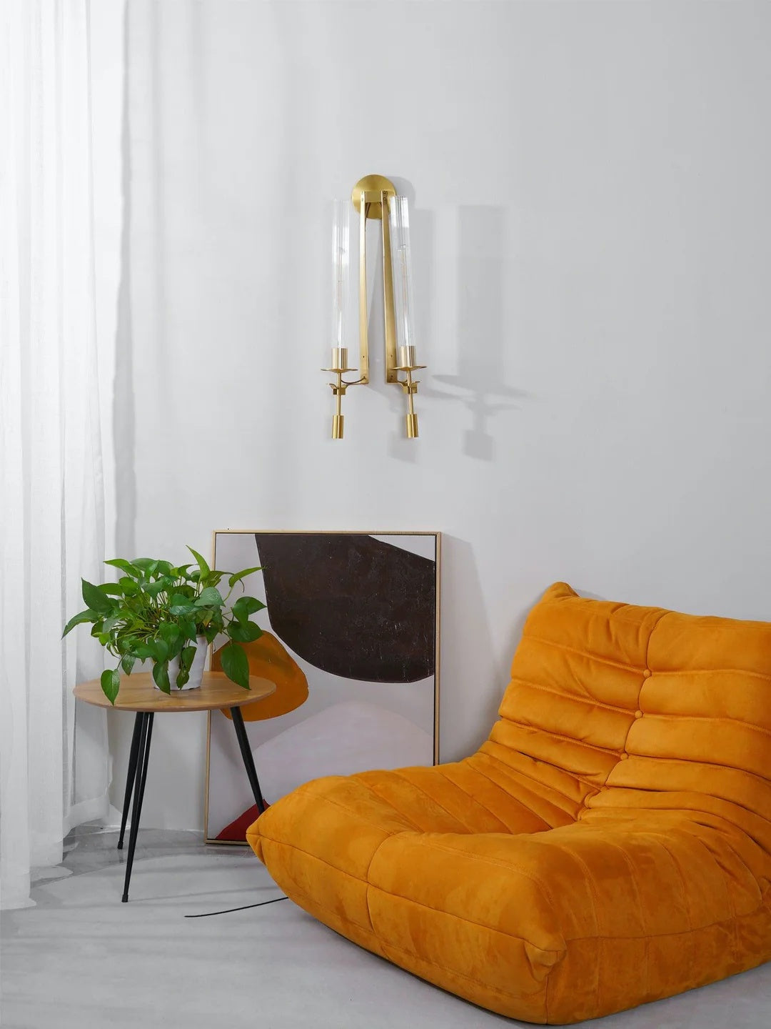Slim Wall Light with Ribbed Glass and Metallic Modern Frame | Souliia