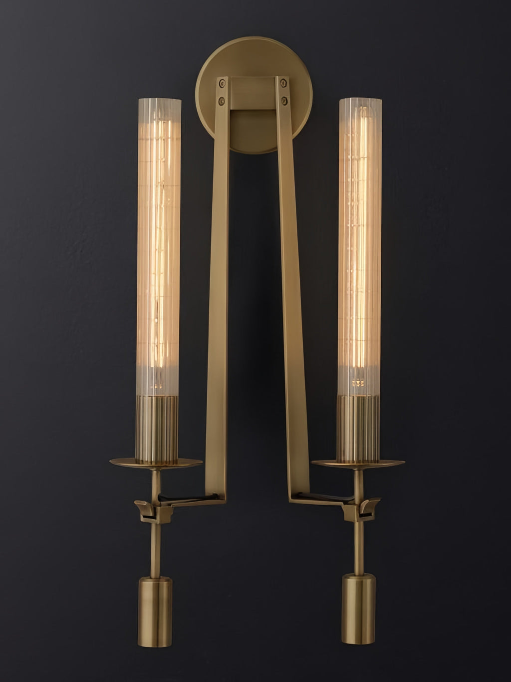 Slim Wall Light with Ribbed Glass and Metallic Modern Frame | Souliia