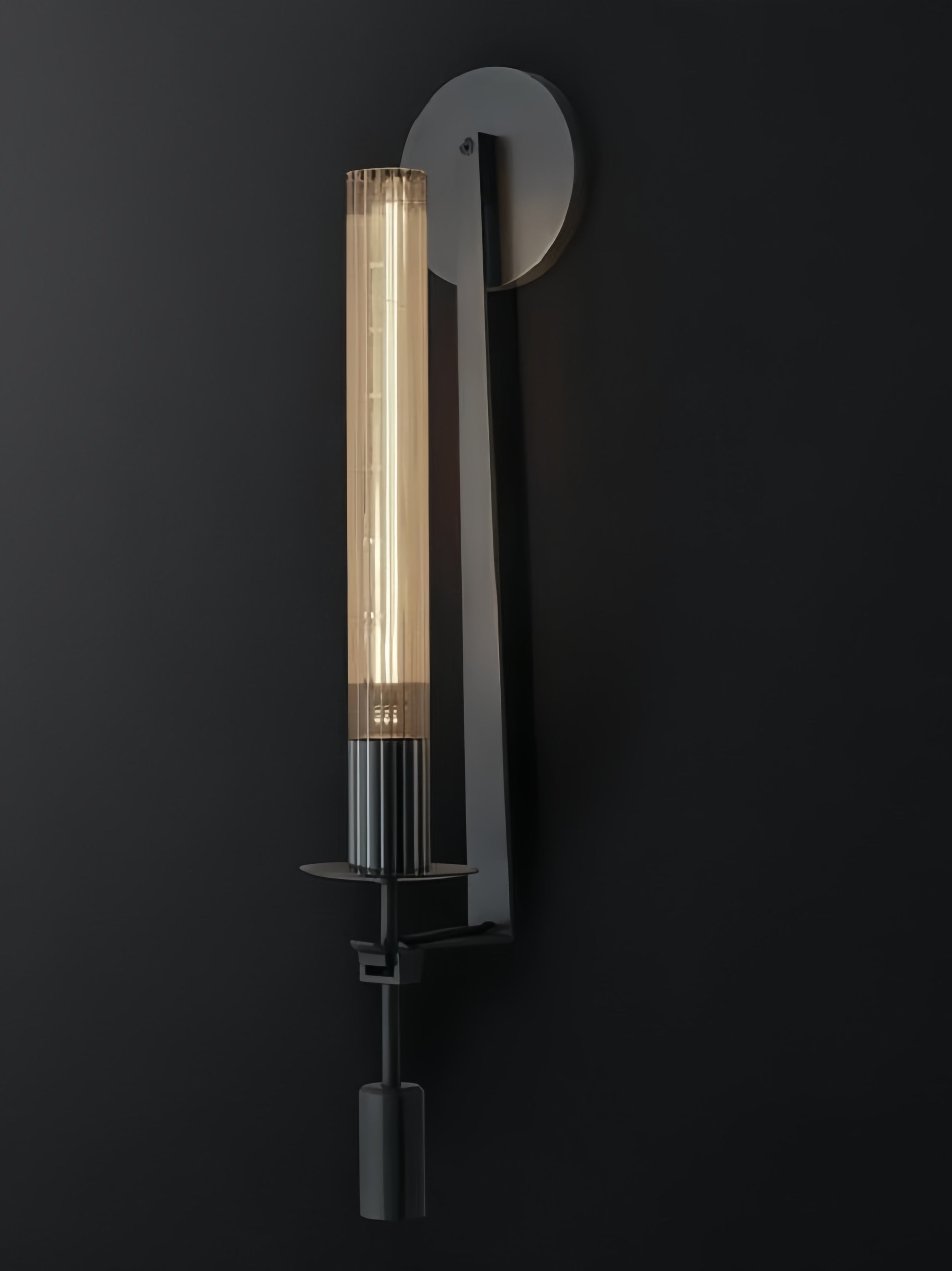 Slim Wall Light with Ribbed Glass and Metallic Modern Frame | Souliia