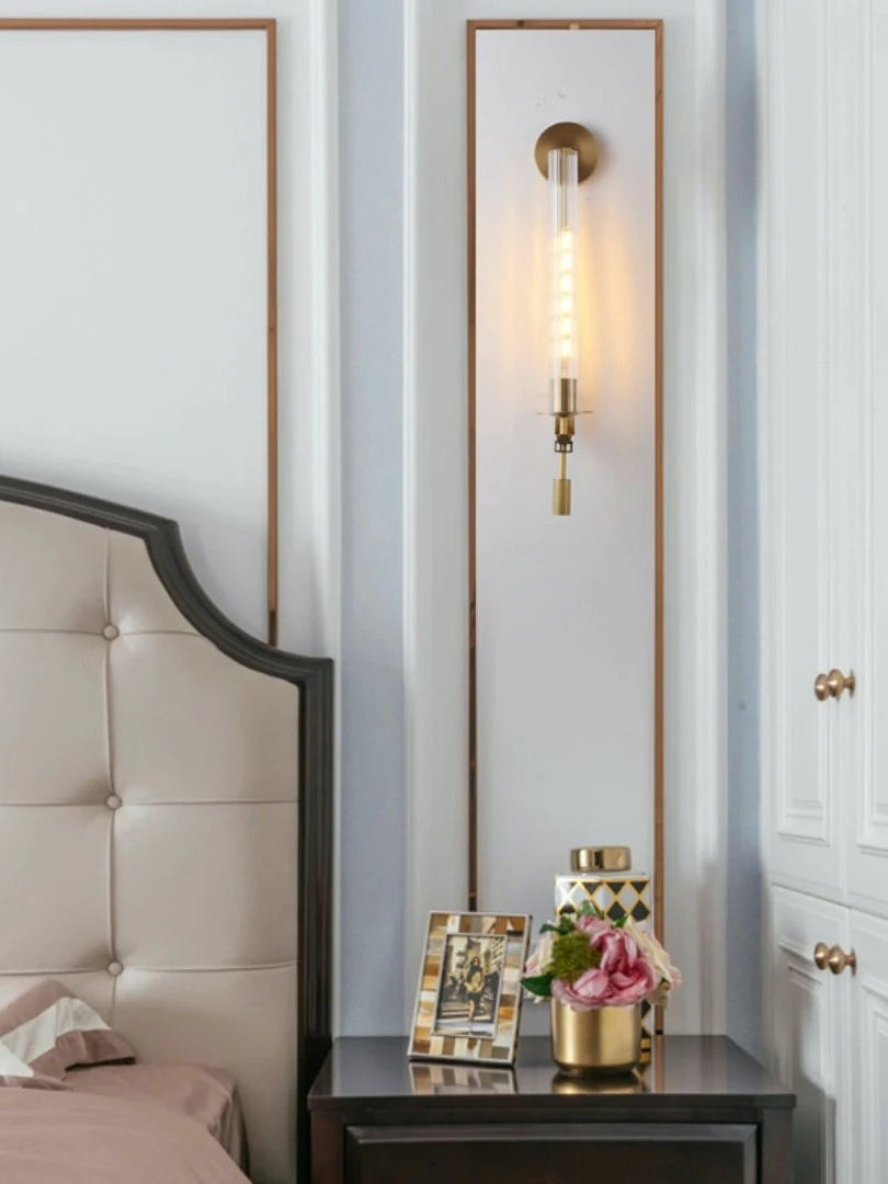 Slim Wall Light with Ribbed Glass and Metallic Modern Frame | Souliia