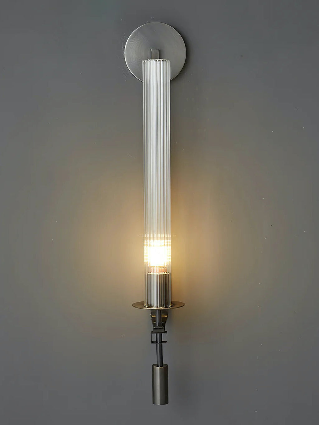 Slim Wall Light with Ribbed Glass and Metallic Modern Frame | Souliia