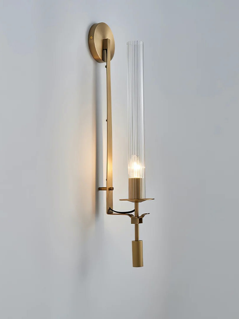 Slim Wall Light with Ribbed Glass and Metallic Modern Frame | Souliia