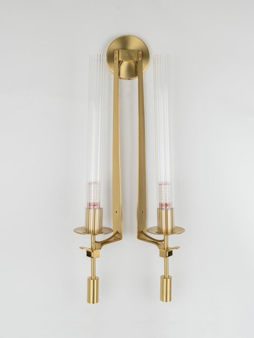 Slim Wall Light with Ribbed Glass and Metallic Modern Frame | Souliia
