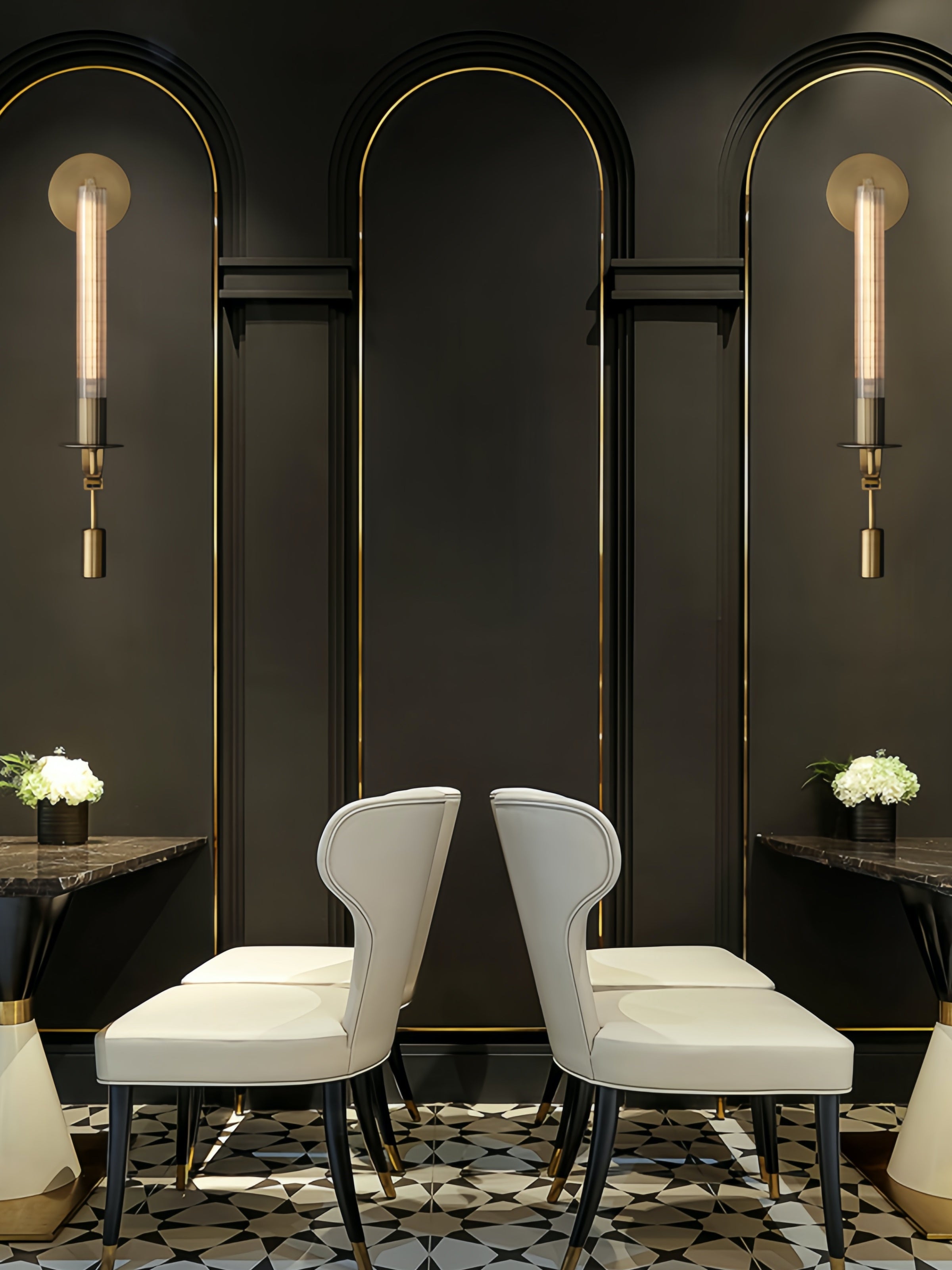 Slim Wall Light with Ribbed Glass and Metallic Modern Frame | Souliia