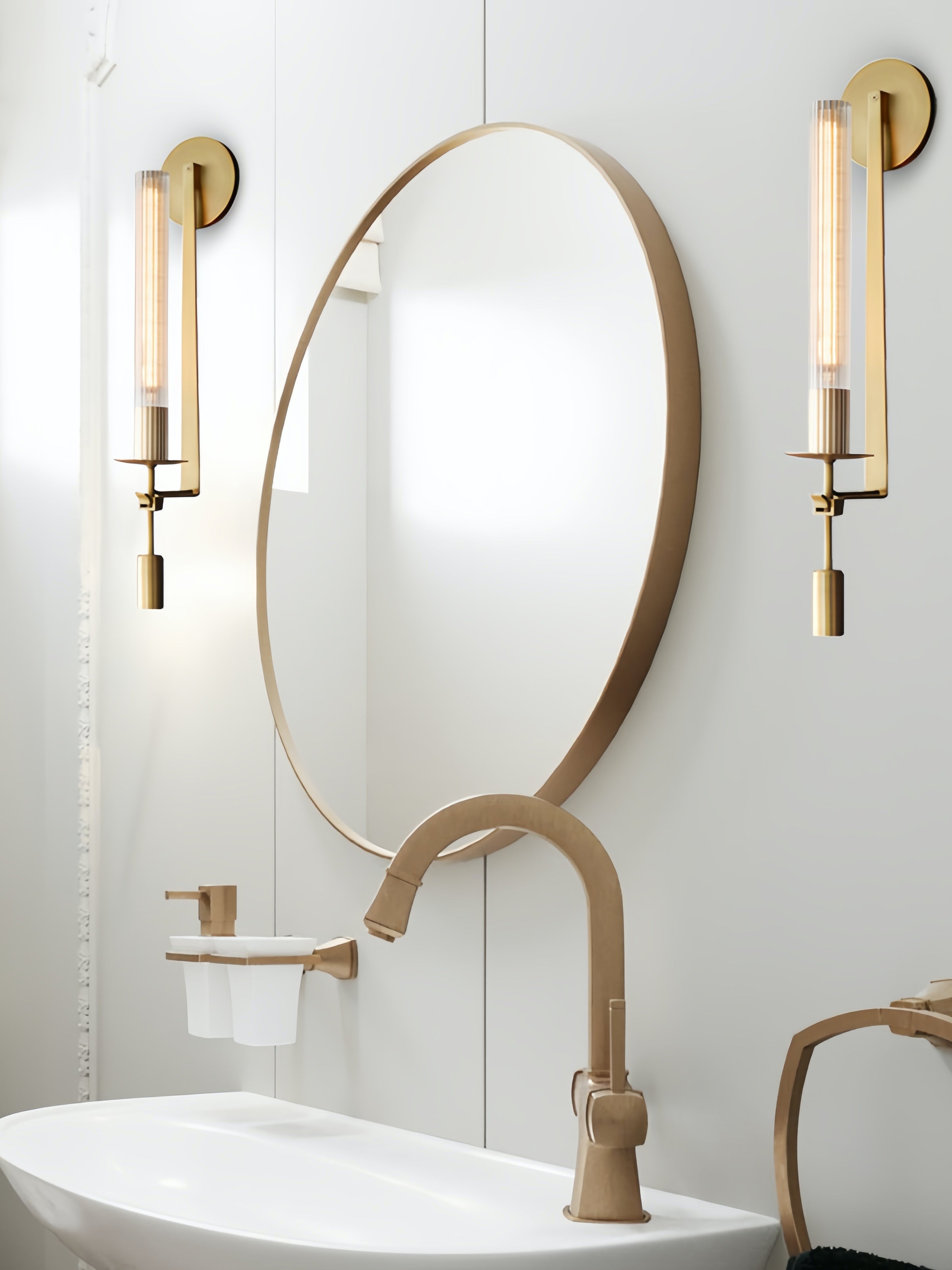 Slim Wall Light with Ribbed Glass and Metallic Modern Frame | Souliia