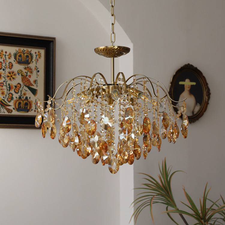Lustrielle Sparkling Teardrop Branch Crystal Chandelier – Glamorous Retro Romantic Lighting for Dining Room | Souliia