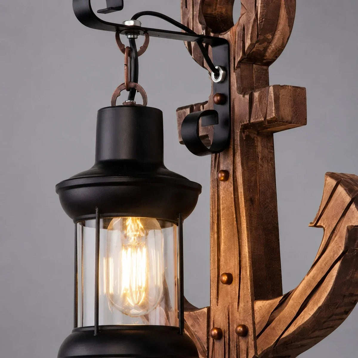 Rustic Ship Wood Industrial Wall Sconce Lamp | Souliia