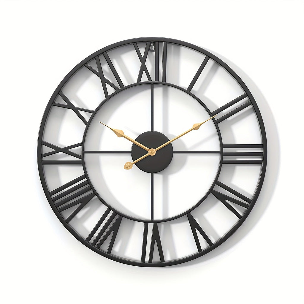 Serenetime Classic Round Wall Clock — Metal Frame, 30cm Diameter, Silent Sweep
