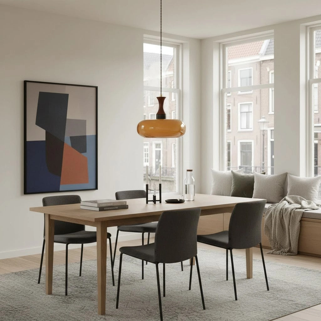Velora Scandinavian Farmhouse Pendant with Glass Shade Modern Plug-In Design | Souliia