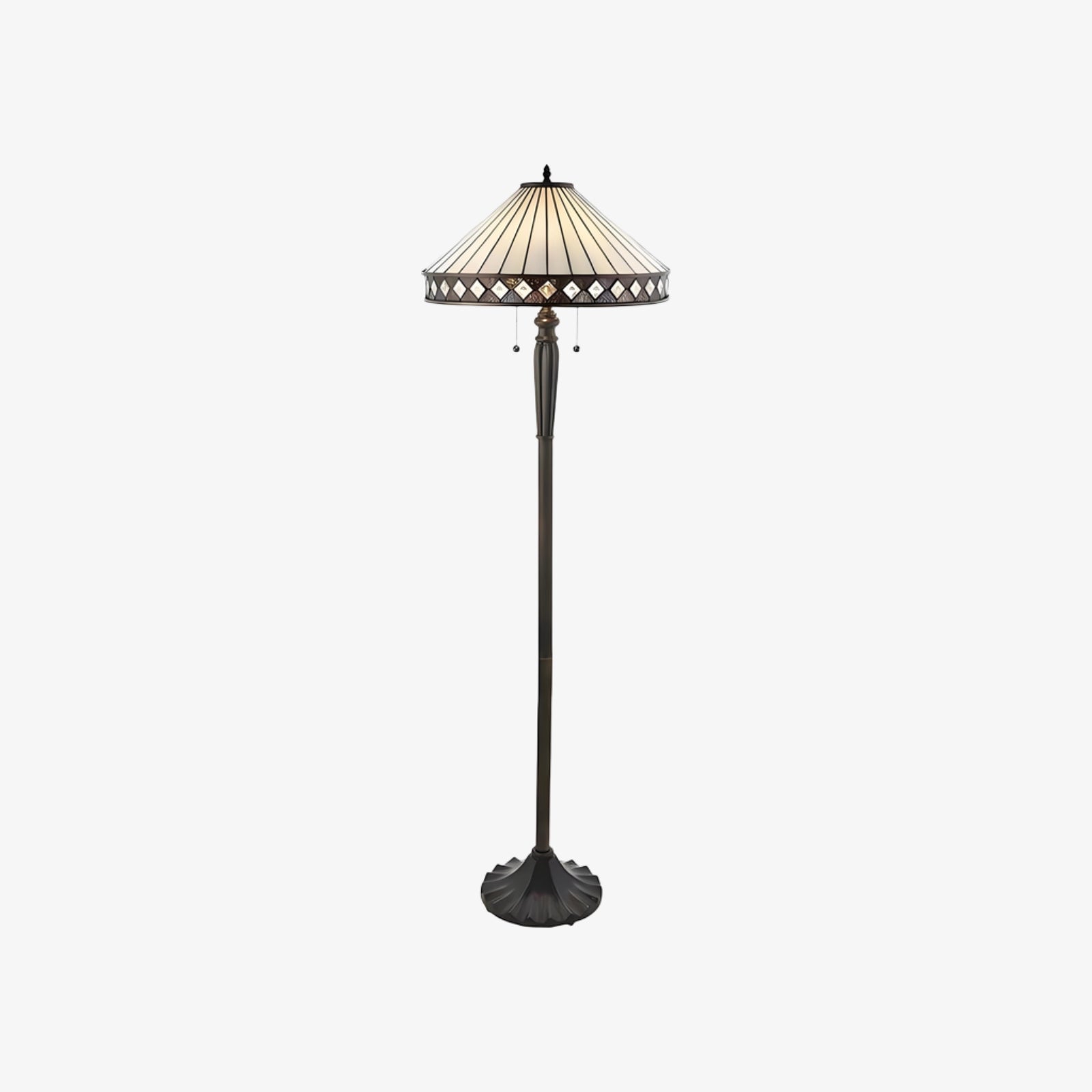TF Geometric Stained Glass Table Lamp with Amber and Cream Panels – Tiffany Style Accent Lamp for Bedroom and Study | Souliia
