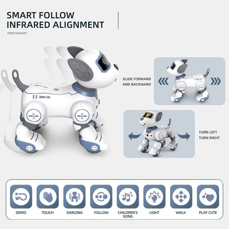 Interaktivní hračka v podobě robotického psa - reakce na dotek, triky a štěkání
