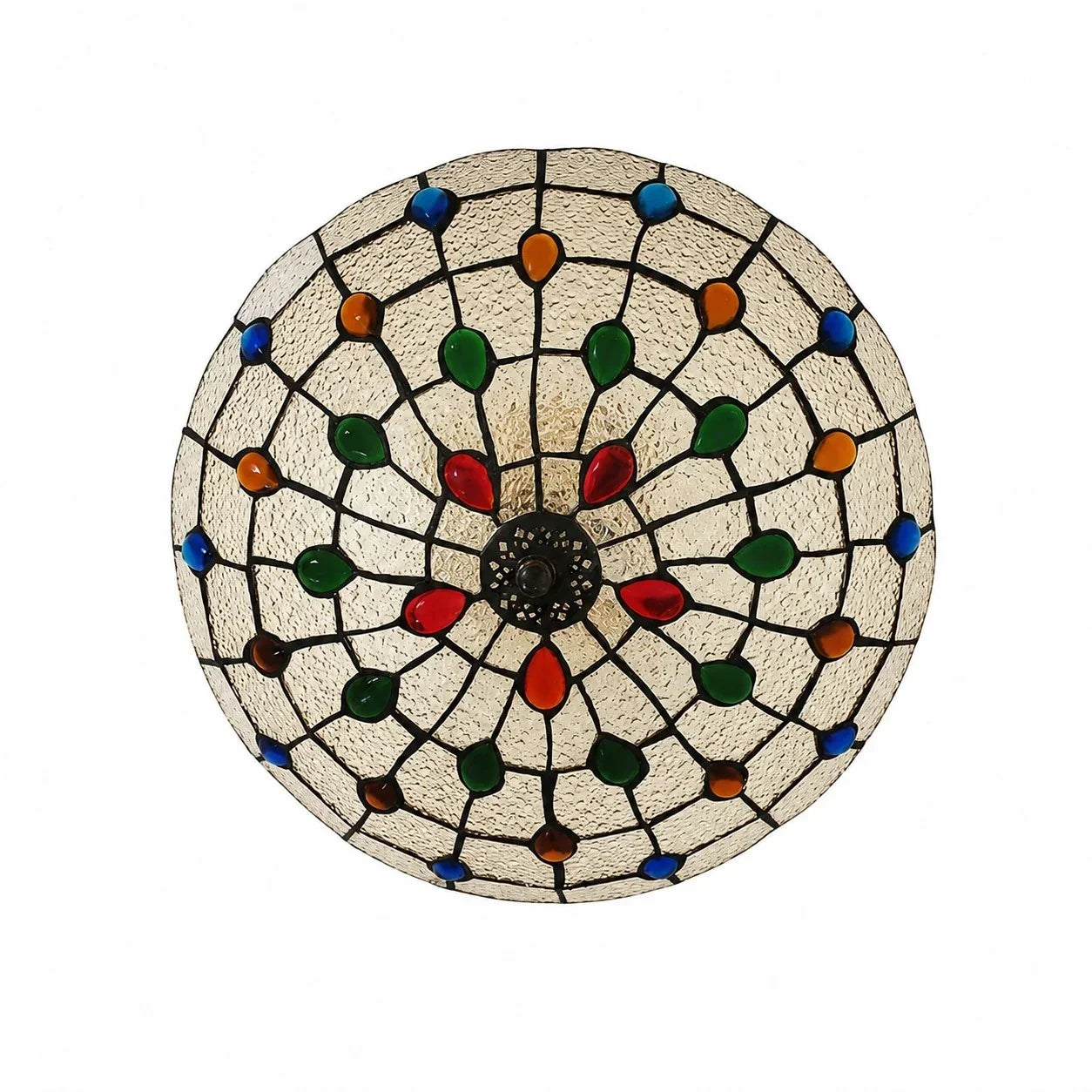 Tiffany-Style Stained Glass Flush Mount Light | Souliia